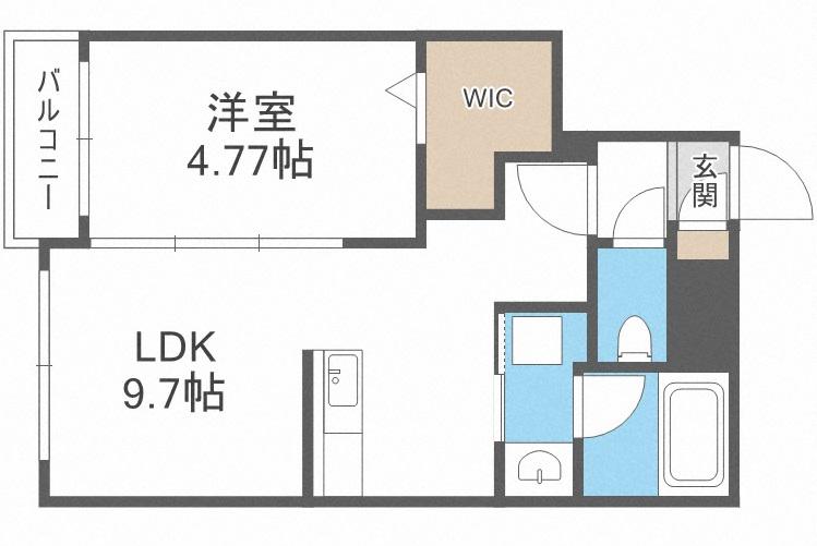 ヴォヤージュ豊平(1LDK/5階)の間取り写真