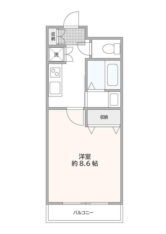 ヴェルデュール中町(1K/2階)の間取り写真