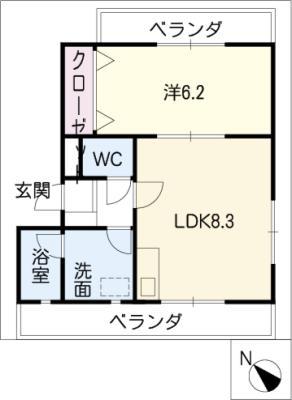 HABS ASAHI(1LDK/2階)の間取り写真