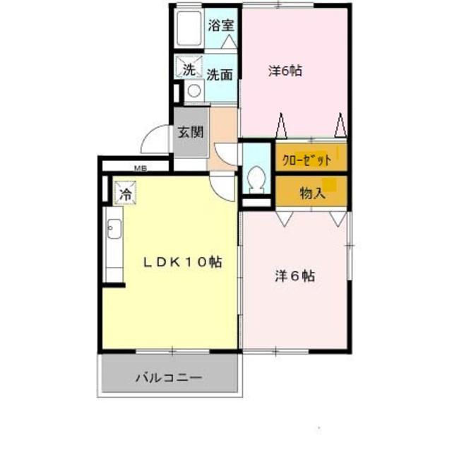 グレース岸田(2LDK/1階)の間取り写真