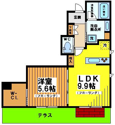 ミラコロエッフェ(1LDK/1階)の間取り写真