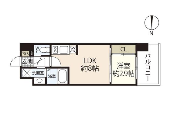 LIVECASA鶴見町(1LDK/11階)の間取り写真