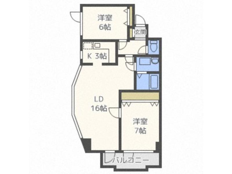 ノール旭ヶ丘(2LDK/8階)の間取り写真