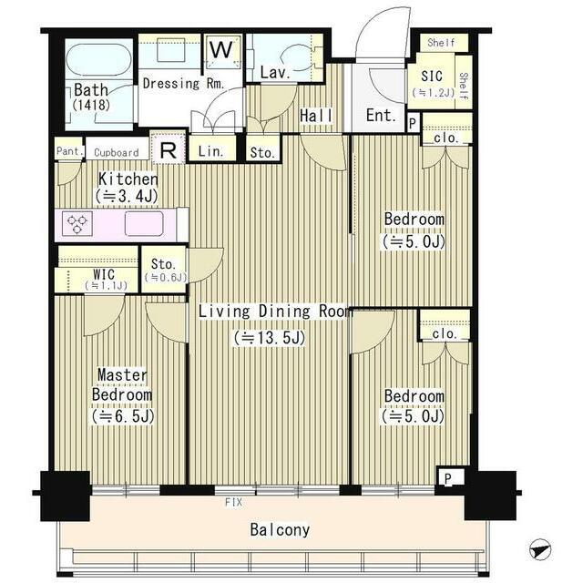 GLOBAL FRONT TOWER 部屋番号1818(3LDK/18階)の間取り写真