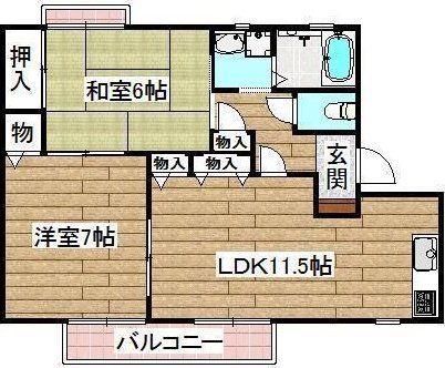 ローンコート(2LDK/1階)の間取り写真