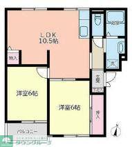 リバーサイドふじ(2LDK/3階)の間取り写真