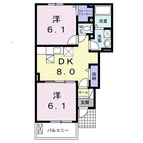 ラフィーナ(2DK/1階)の間取り写真