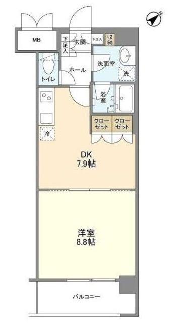 サンハイム鶴見(1DK/2階)の間取り写真