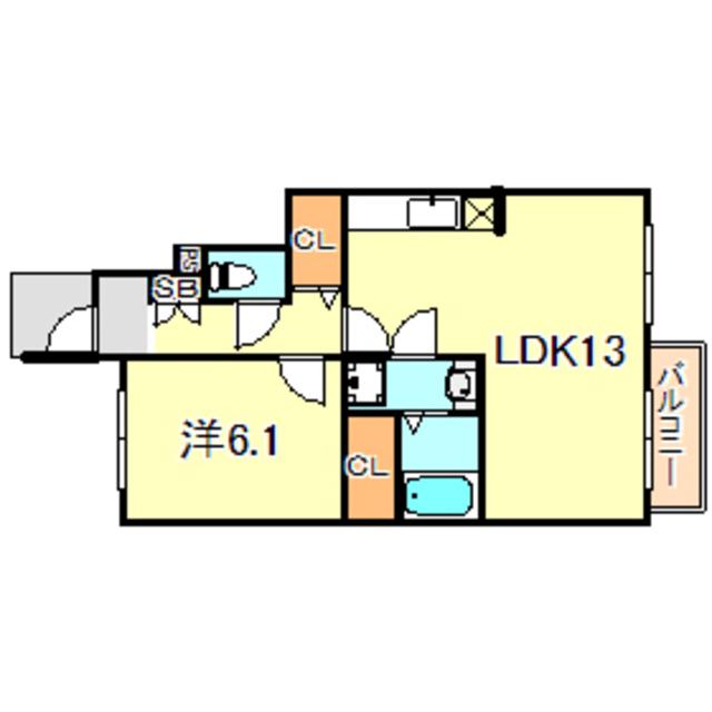 メゾン ド オー(1LDK/1階)の間取り写真