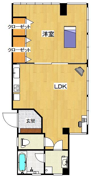エスティー城崎ビル(1LDK/4階)の間取り写真