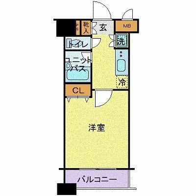 セルカディア港区芝浦(1K/4階)の間取り写真