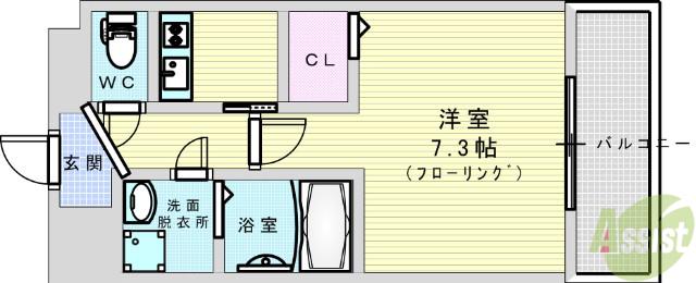 S-FORT新大阪イースト(1K/6階)の間取り写真