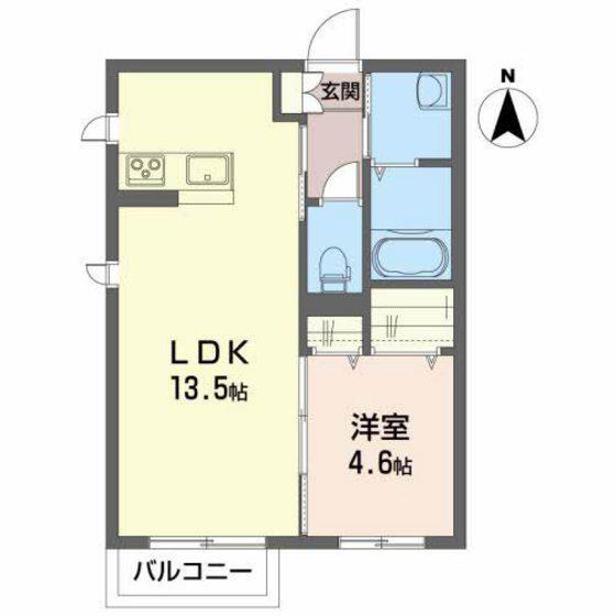 アプローズ香III(1LDK/2階)の間取り写真