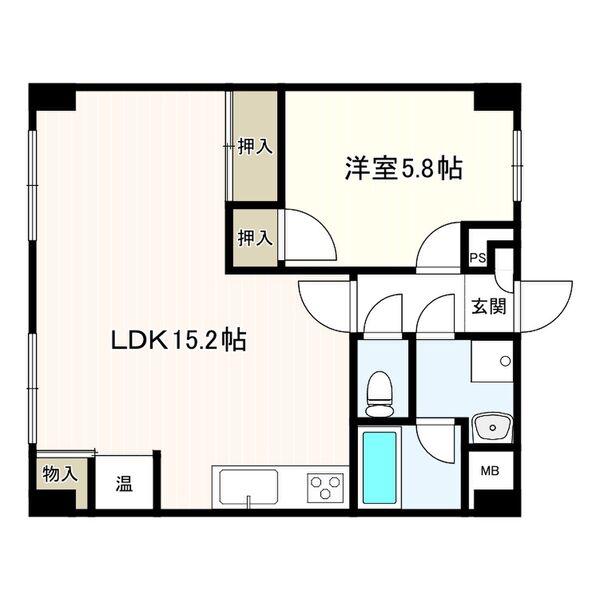 ドゥエルコート住吉(1LDK/7階)の間取り写真
