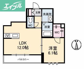 パークフロント津島(1LDK/2階)の間取り写真