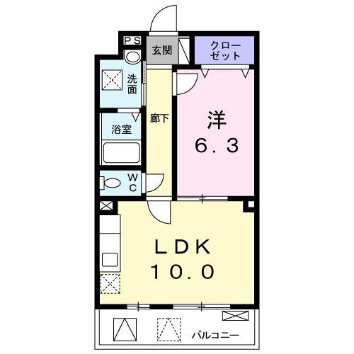 ザ レジデンス 京都・東(1LDK/4階)の間取り写真
