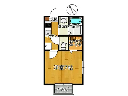 グリーンパーク中河原(1K/2階)の間取り写真