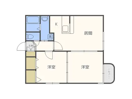 港プロシード16(2LDK/4階)の間取り写真