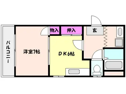 柳川ビル(1DK/4階)の間取り写真