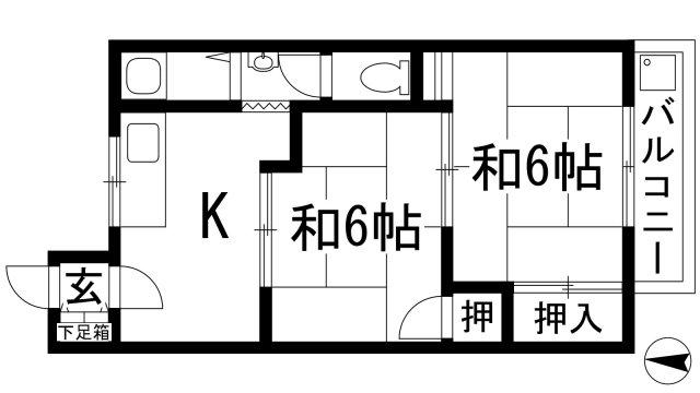 第二柳原マンション(2K/2階)の間取り写真