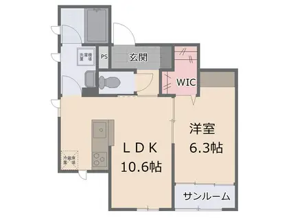 カルムII(1LDK/2階)の間取り写真