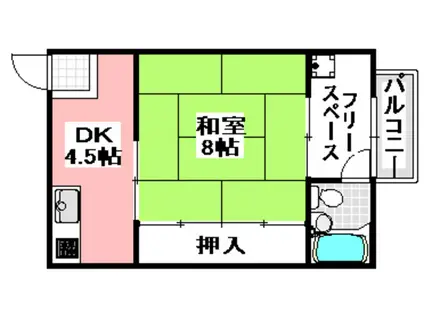 高瀬ハイツ(1K/3階)の間取り写真