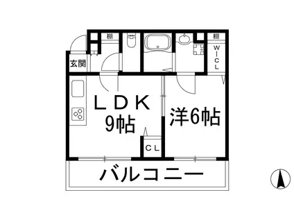 リバーサイド箕面(1LDK/3階)の間取り写真