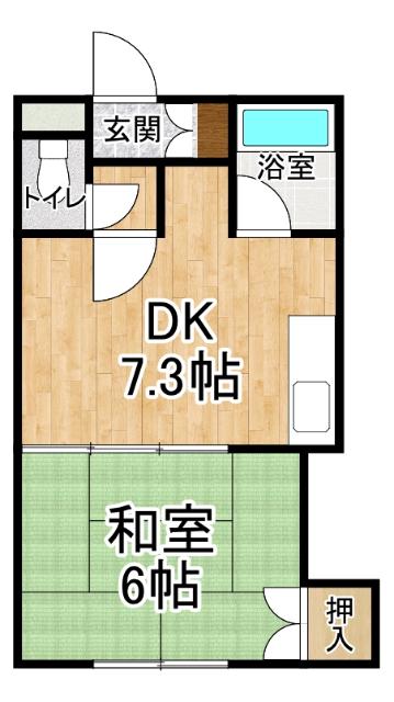 コーポハイブリッジ(1DK/2階)の間取り写真