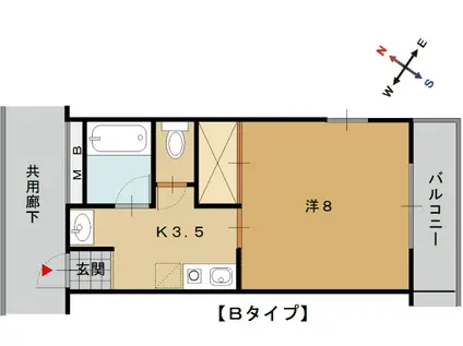 コーポ加茂(1K/2階)の間取り写真