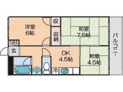 塩田マンション(3DK/4階)の間取り写真