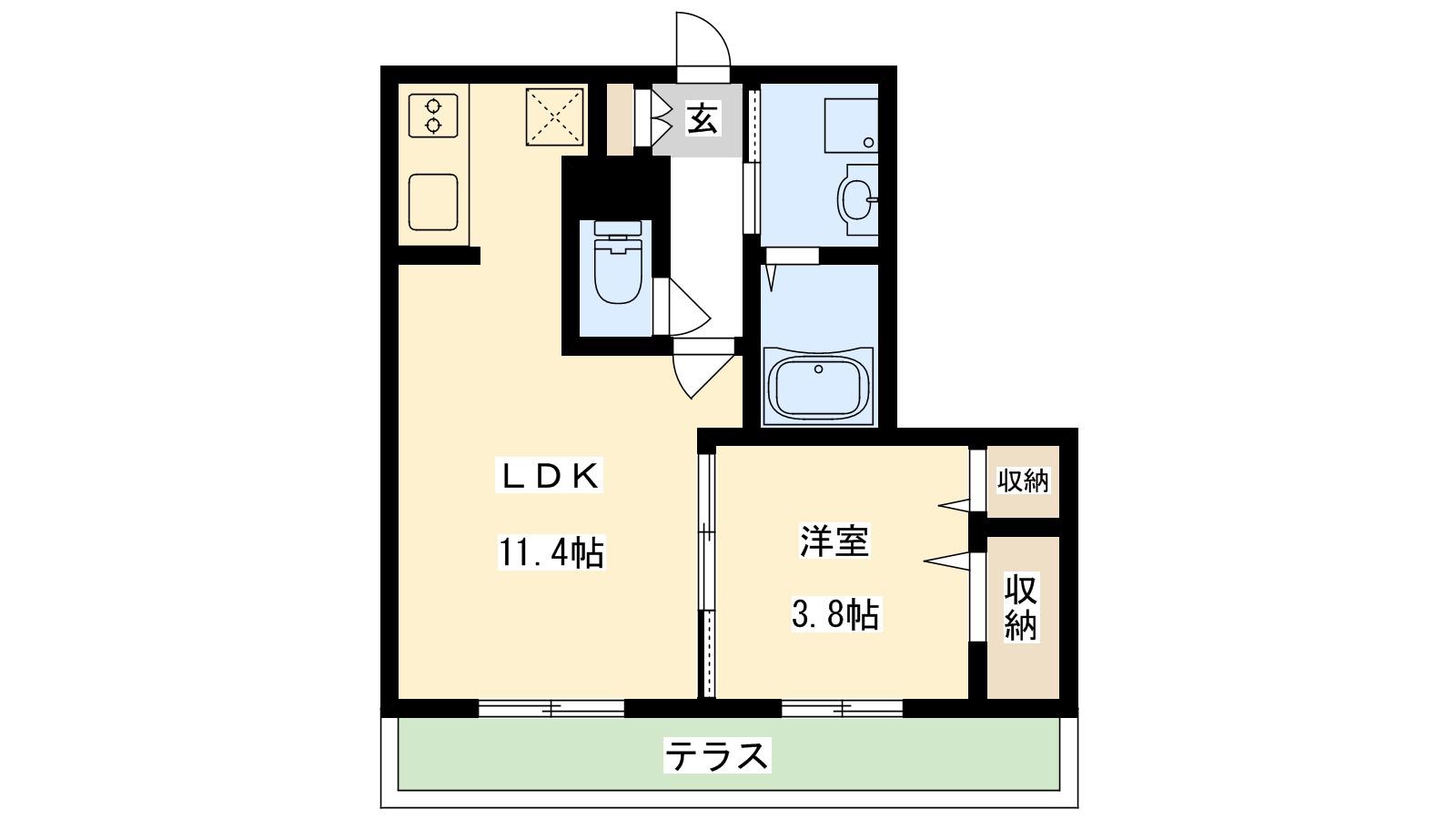 シャーメゾン2番館(1LDK/1階)の間取り写真