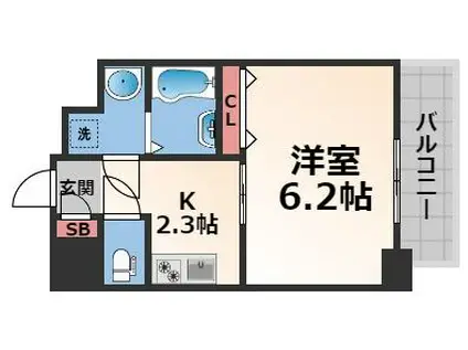 セゾン ラトゥール新今里(1K/8階)の間取り写真