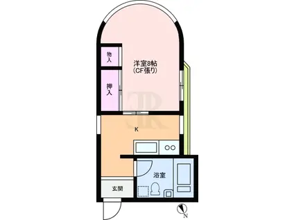 落合マンション(1K/2階)の間取り写真