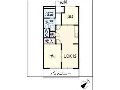 エスポワール本田(2LDK/2階)の間取り写真