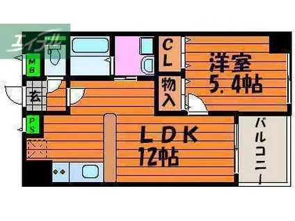 クレストシティ中井町(1LDK/3階)の間取り写真
