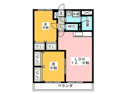 ブレインマンション・ソレイユ(2LDK/3階)の間取り写真