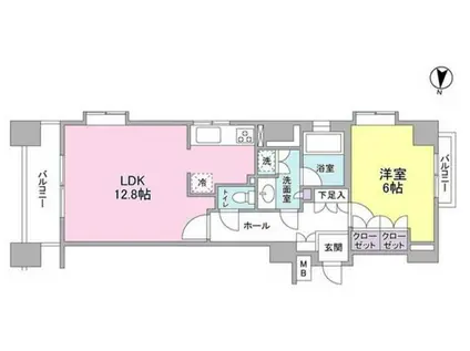 プロスペクト・グラーサ広尾(1LDK/12階)の間取り写真