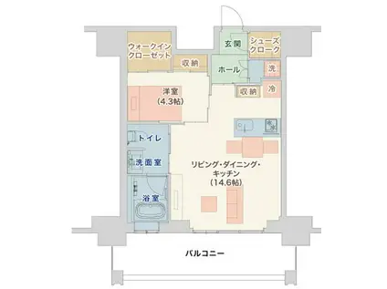 栄タワーヒルズ(1LDK/16階)の間取り写真