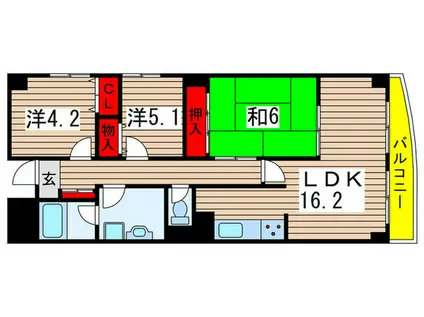 パラッツォ稲毛(3LDK/4階)の間取り写真