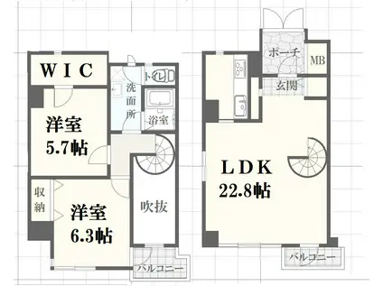 フィールトレイン(2LDK/7階)の間取り写真