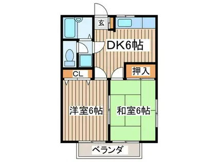 エレガンス関口第5(2DK/2階)の間取り写真