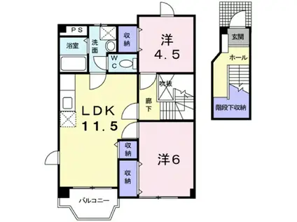 ラ・ファミリア(2LDK/2階)の間取り写真