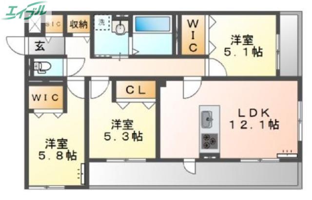 ベラパーシェ(3LDK/2階)の間取り写真