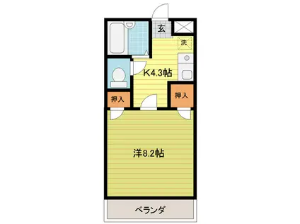 エスポワール中野(1K/3階)の間取り写真