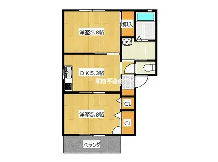 パーク・フラッツ A棟(2DK/2階)の間取り写真