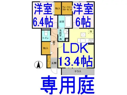 エル・ファロA(2LDK/1階)の間取り写真