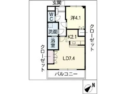 わかくさハイツ西可児(1LDK/1階)の間取り写真