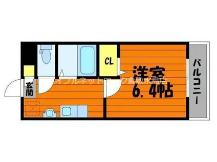 プリマローズ日ノ出町(1K/3階)の間取り写真