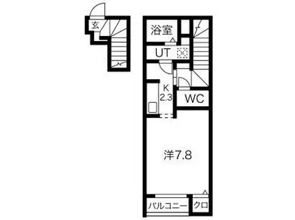 ウィスペリア(1K/2階)の間取り写真