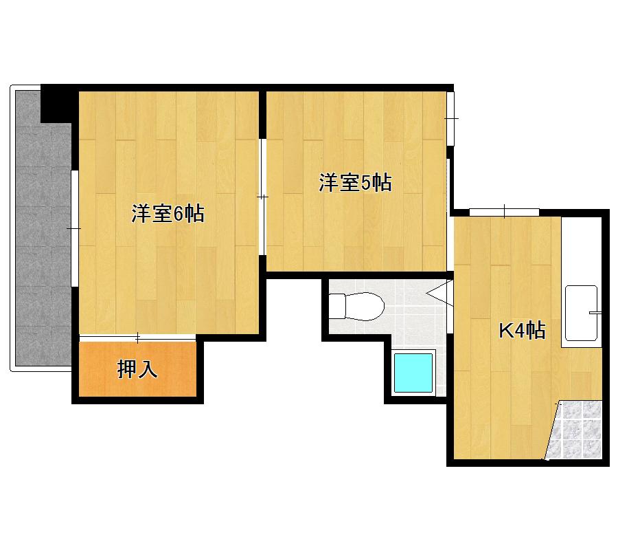 コーポ西田(2K/3階)の間取り写真